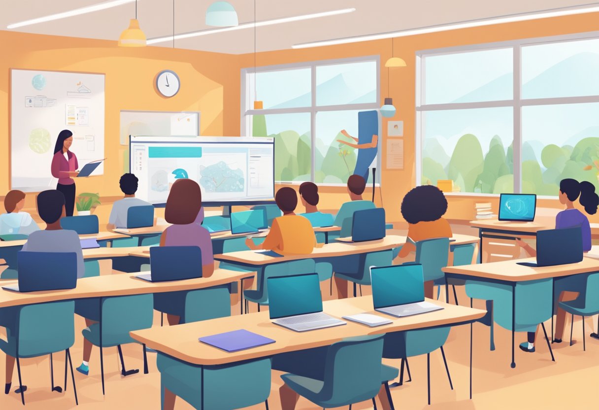 A teacher using AI tools to manage a classroom and enhance professional development in 2025