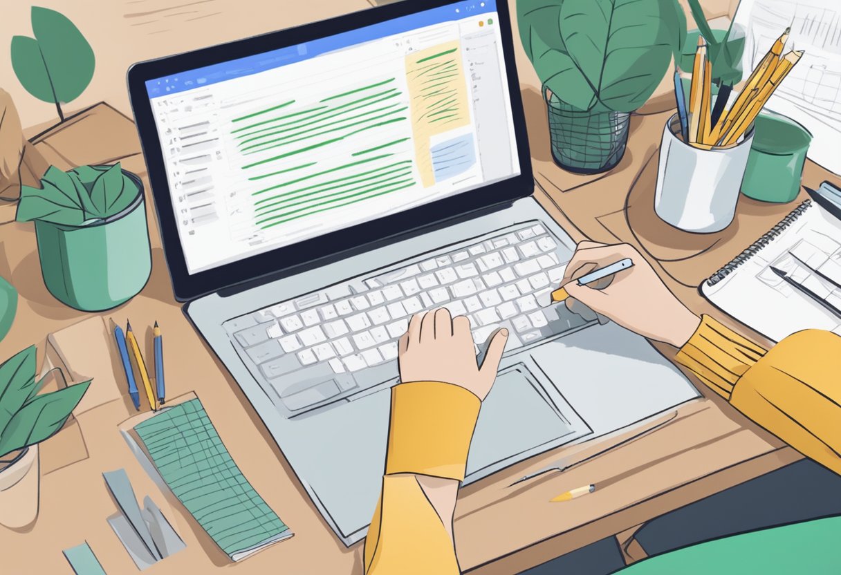A student's paper is being edited using Grammarly's tools, with corrections and suggestions being made to improve the writing process