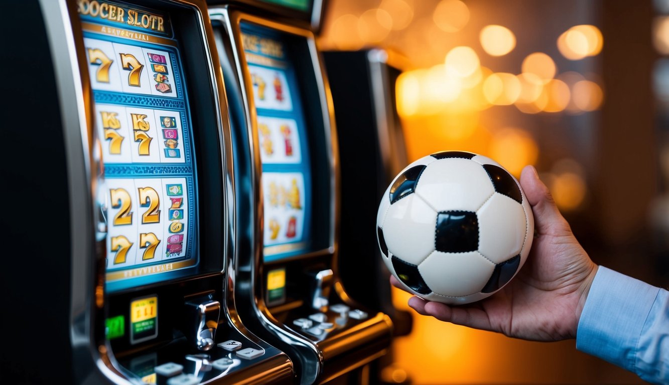 Sebuah bola sepak dimasukkan ke dalam mesin slot dengan ponsel