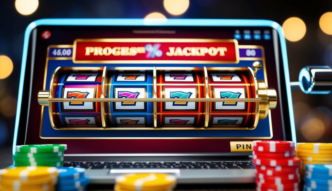 Sebuah mesin slot online berwarna-warni dengan jackpot progresif besar