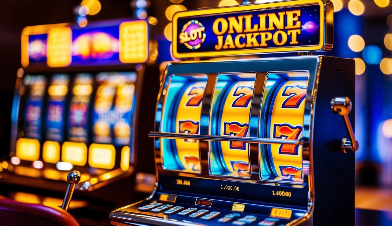 Mesin slot online yang cerah dengan jackpot besar yang bersinar dan peluang tinggi untuk menang