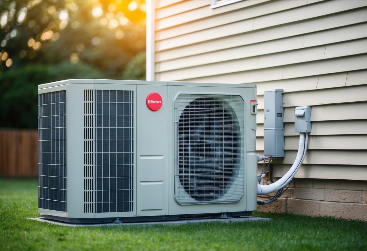 A house with a heat pump system, showing air sealing and proper insulation in the walls and around the unit