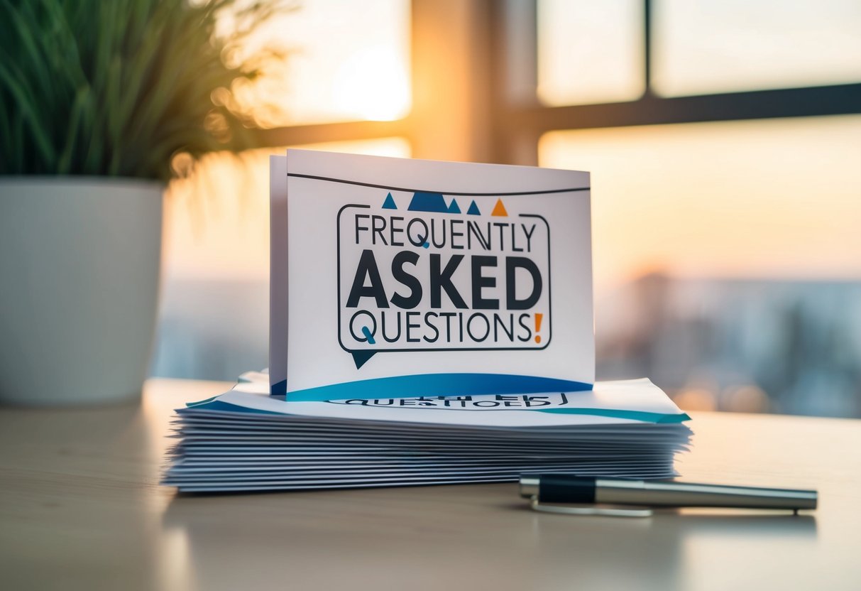A stack of promotional materials with the "Frequently Asked Questions" logo prominently displayed