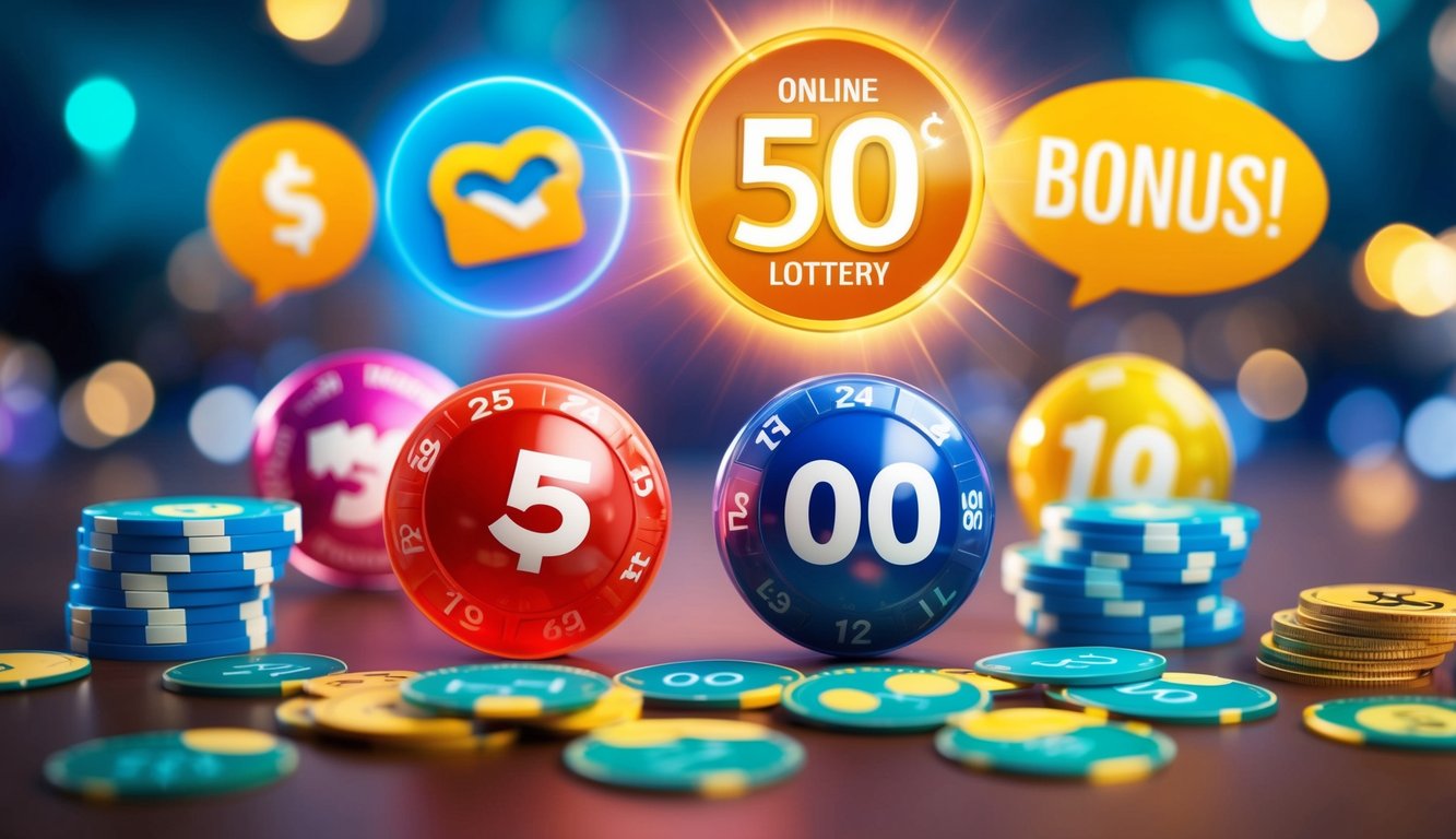 Sebuah adegan lotere online yang penuh warna dengan jackpot yang bersinar dan tawaran bonus menarik untuk anggota baru