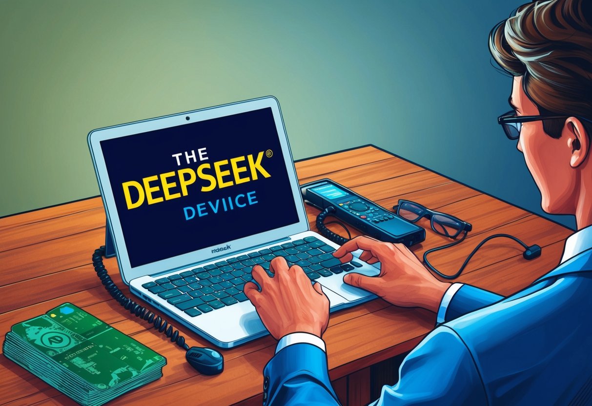 Uma pessoa configurando o dispositivo Deepseek para buscar e comprar ações.