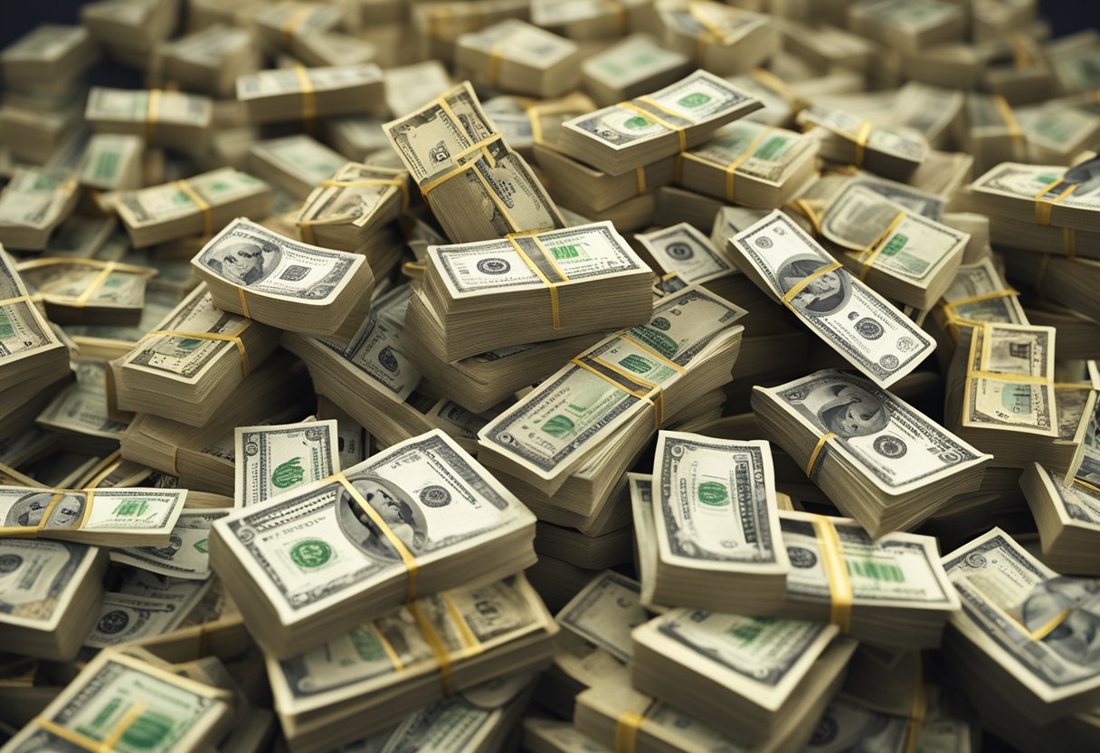 Una pila de varios billetes y préstamos siendo aplastados y combinados en una base sólida y estable