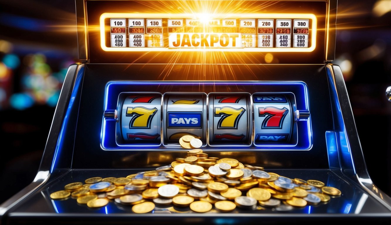 Lampu terang berkedip saat mesin slot membayar jackpot terbesarnya. Koin-koin tumpah, dan simbol-simbol kemenangan berjejer di layar.