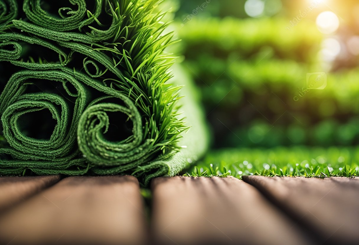 A landscaped yard with artificial turf being installed by Sparkly Turf Services, showcasing the cost per square foot
