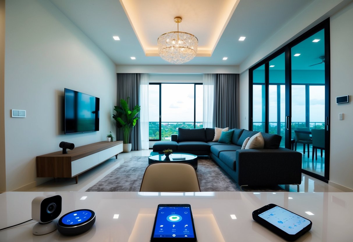 A modern Cebu home with smart devices seamlessly integrated, from security cameras to voice-activated control systems