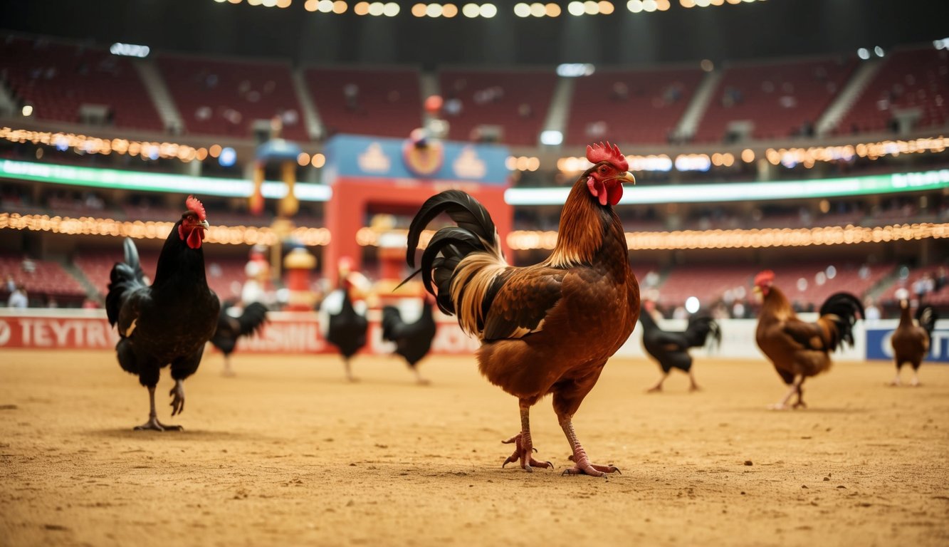 Arena sabung ayam yang meriah dengan turnamen besar dan hadiah menarik untuk pemain aktif