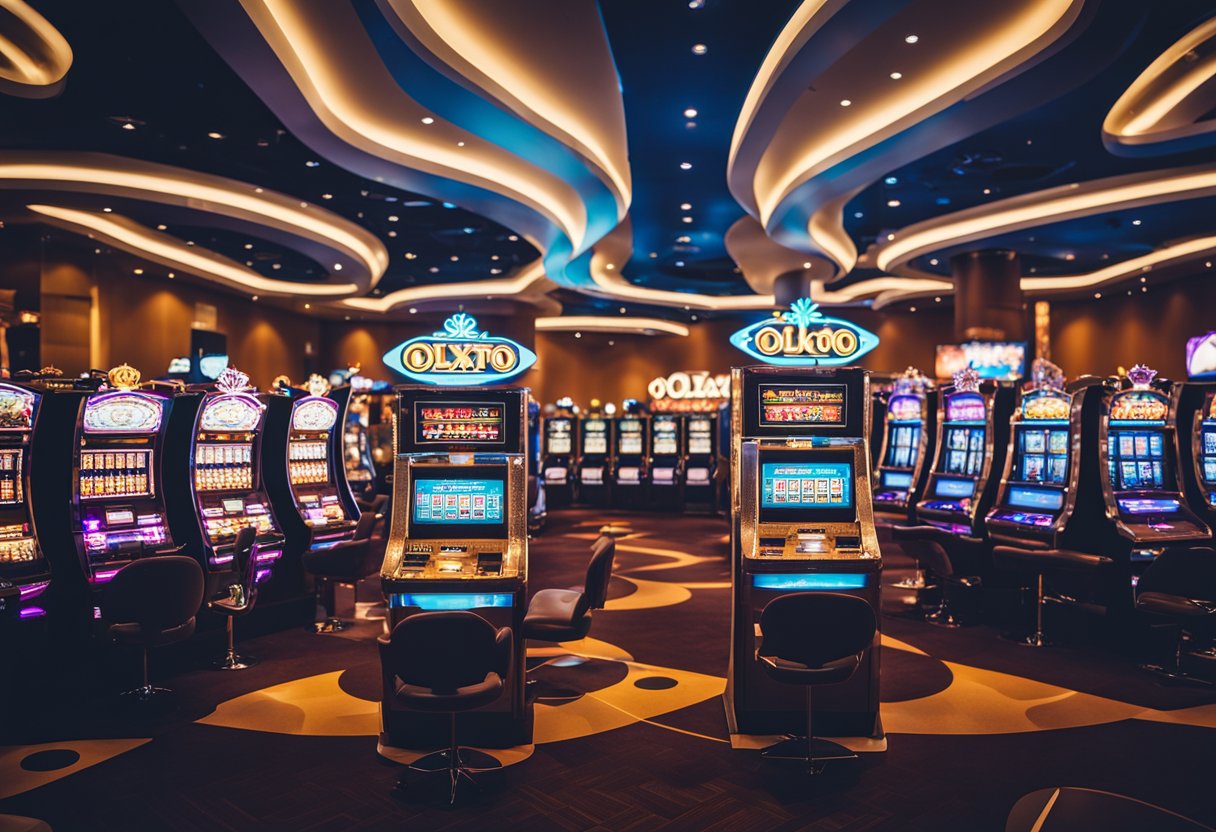 Suasana kasino yang hidup dengan mesin permainan 12D dan merek OLXTOTO