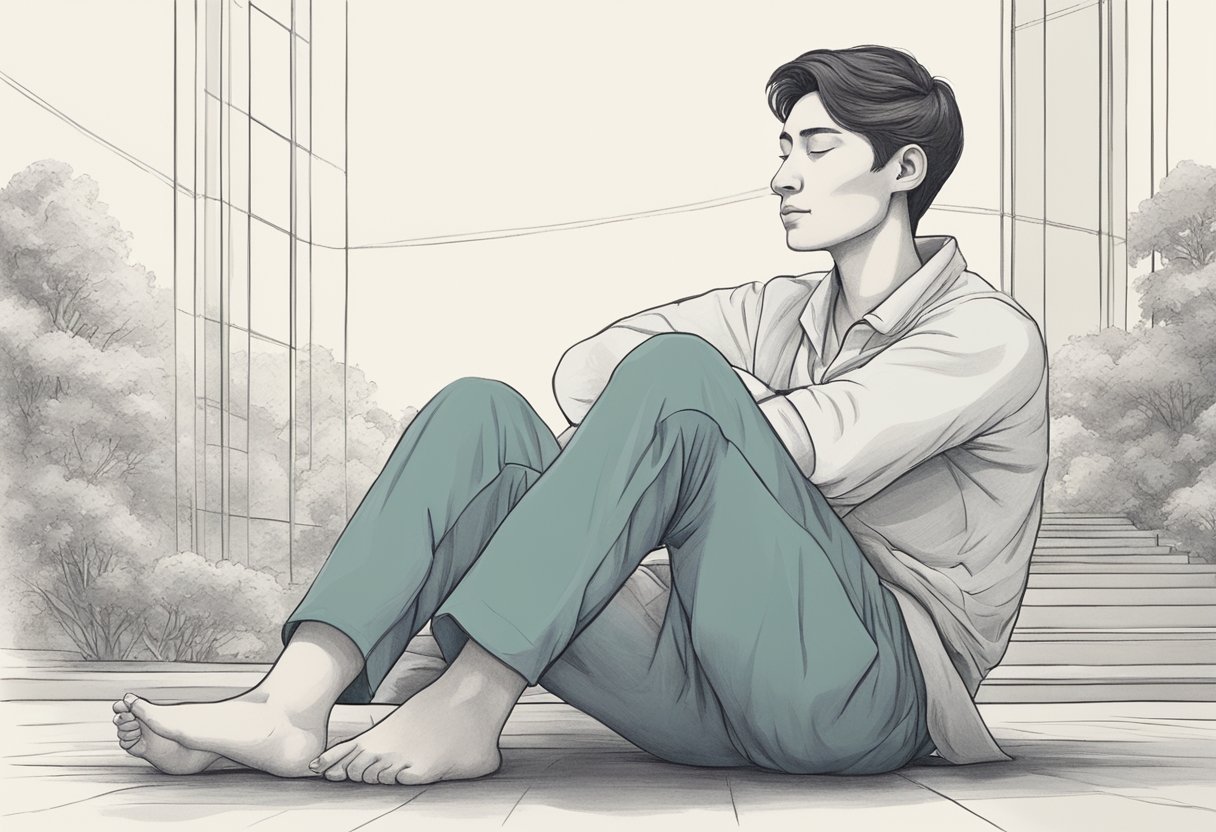 A serene figure sits cross-legged, tongue extended upward toward the nasal cavity, with a sense of calm and tranquility emanating from the scene