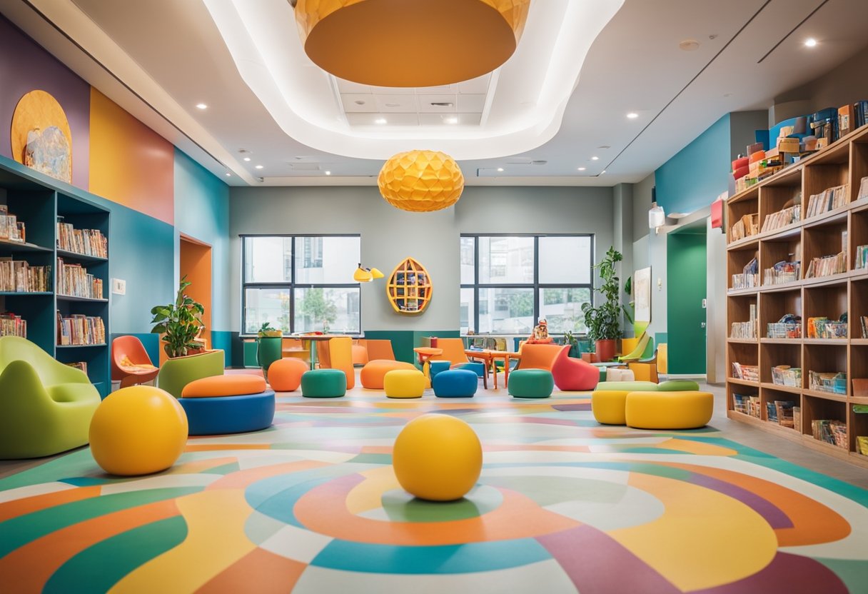 A colorful, child-friendly waiting area with toys, books, and a play corner. Bright, welcoming decor and friendly staff create a relaxed atmosphere