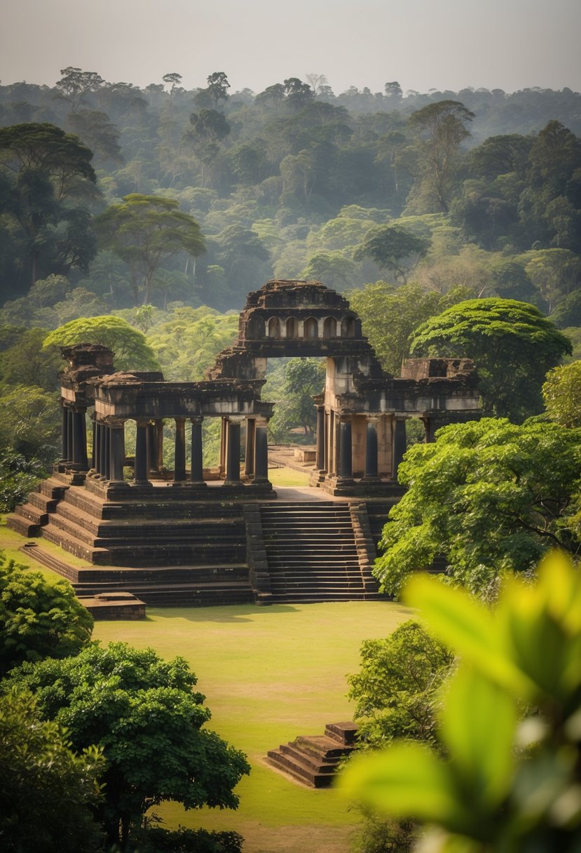Ancient ruins surrounded by lush greenery in Sri Lanka's Cultural Triangle