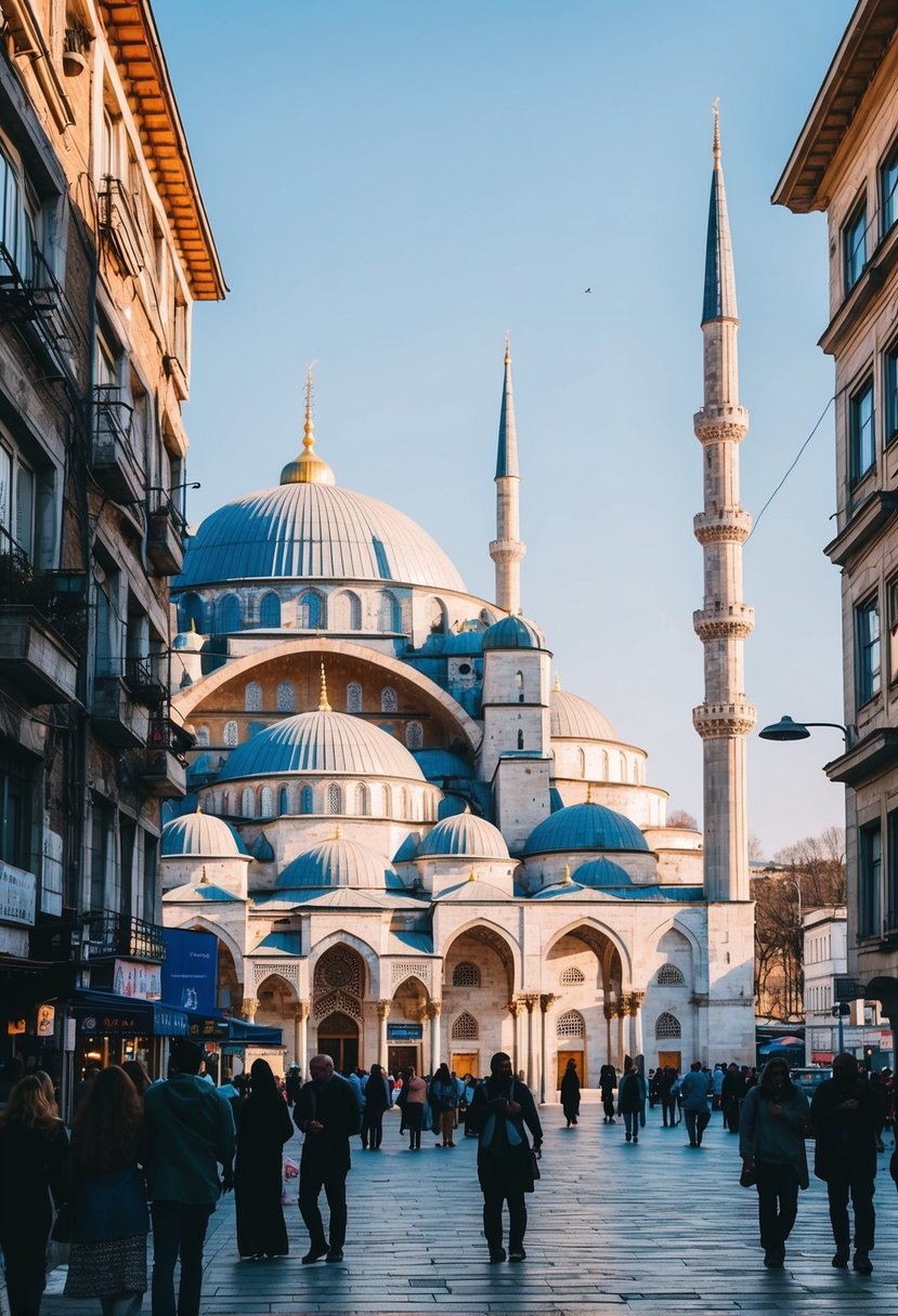 The iconic Hagia Sophia and Blue Mosque stand amidst the bustling streets of Istanbul, Turkey, offering a picturesque view for honeymooning Indian tourists
