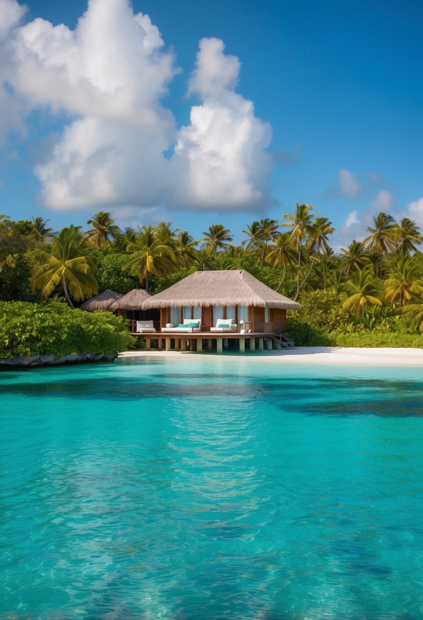 A secluded overwater bungalow at Likuliku Lagoon Resort in Fiji, surrounded by crystal-clear turquoise waters and lush tropical vegetation