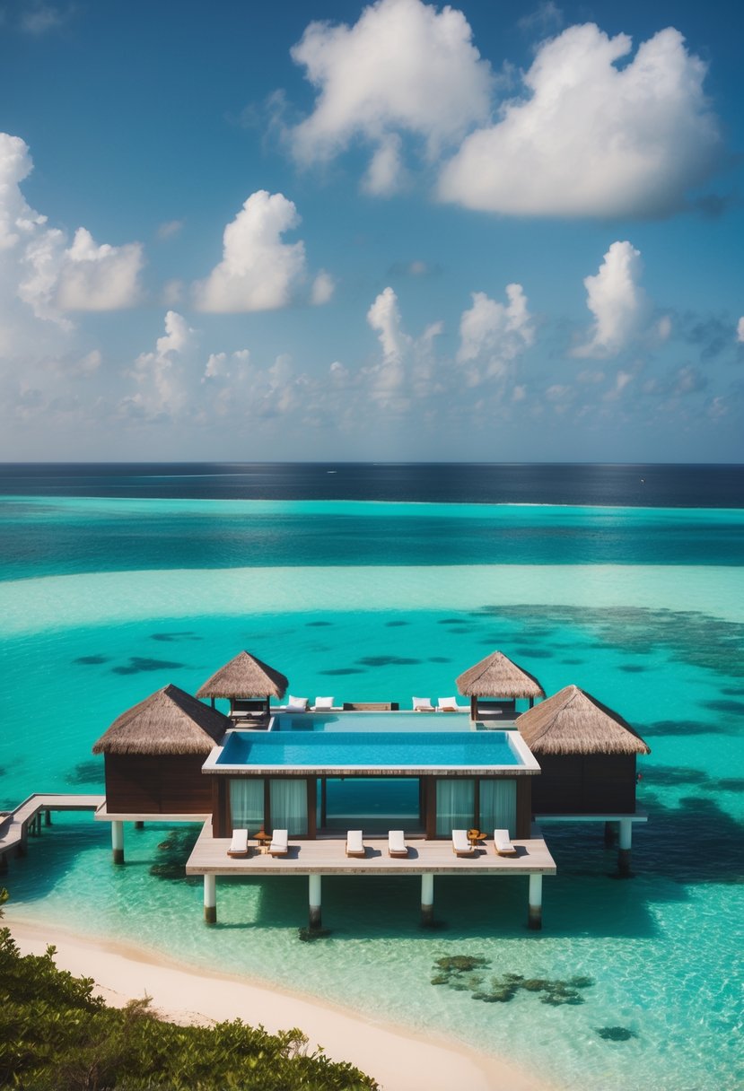 A luxurious overwater villa at Adaaran Prestige Vadoo, Maldives, with a private pool and stunning ocean views