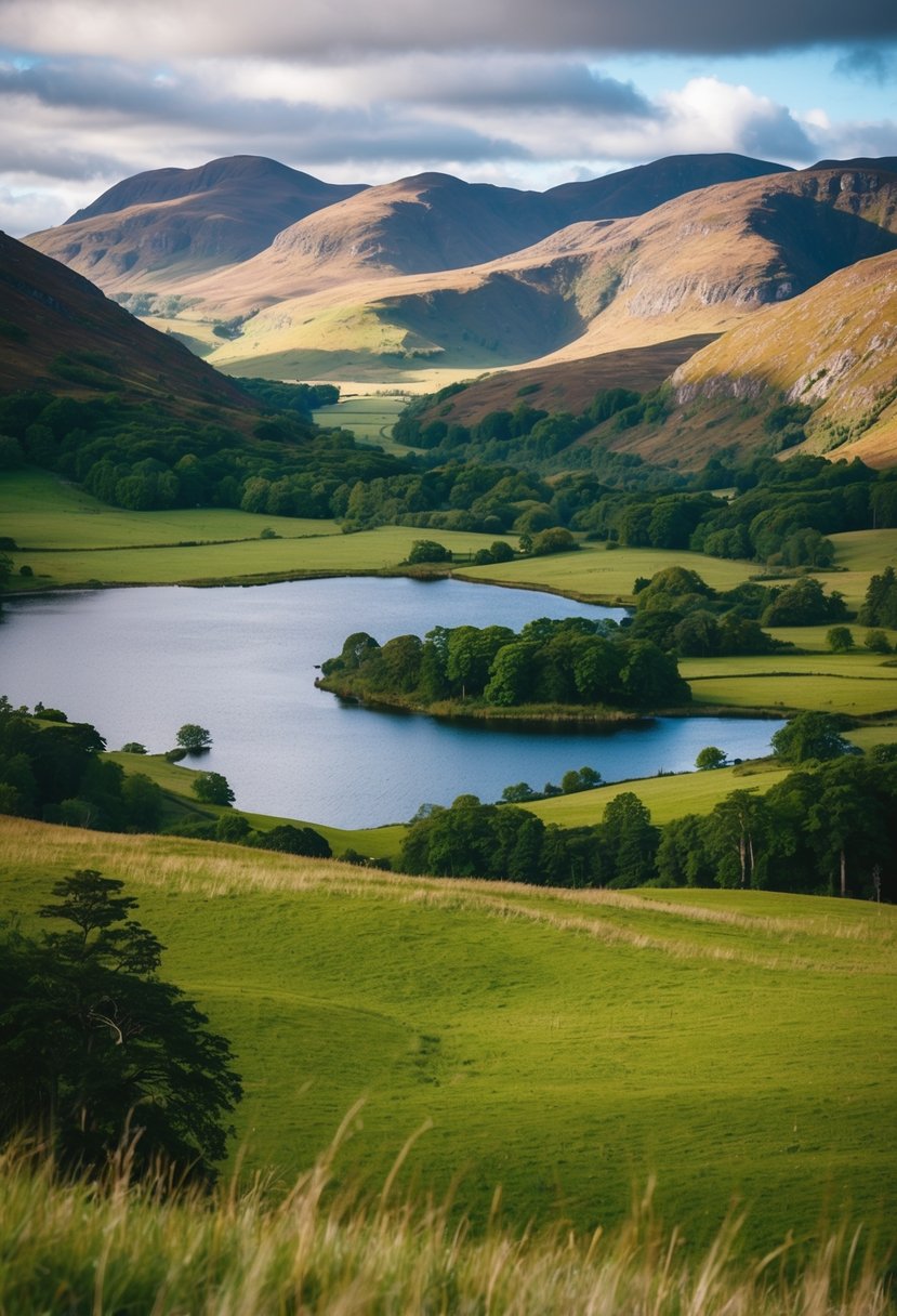 Rolling hills, lush greenery, and serene lakes in Scotland's Highlands