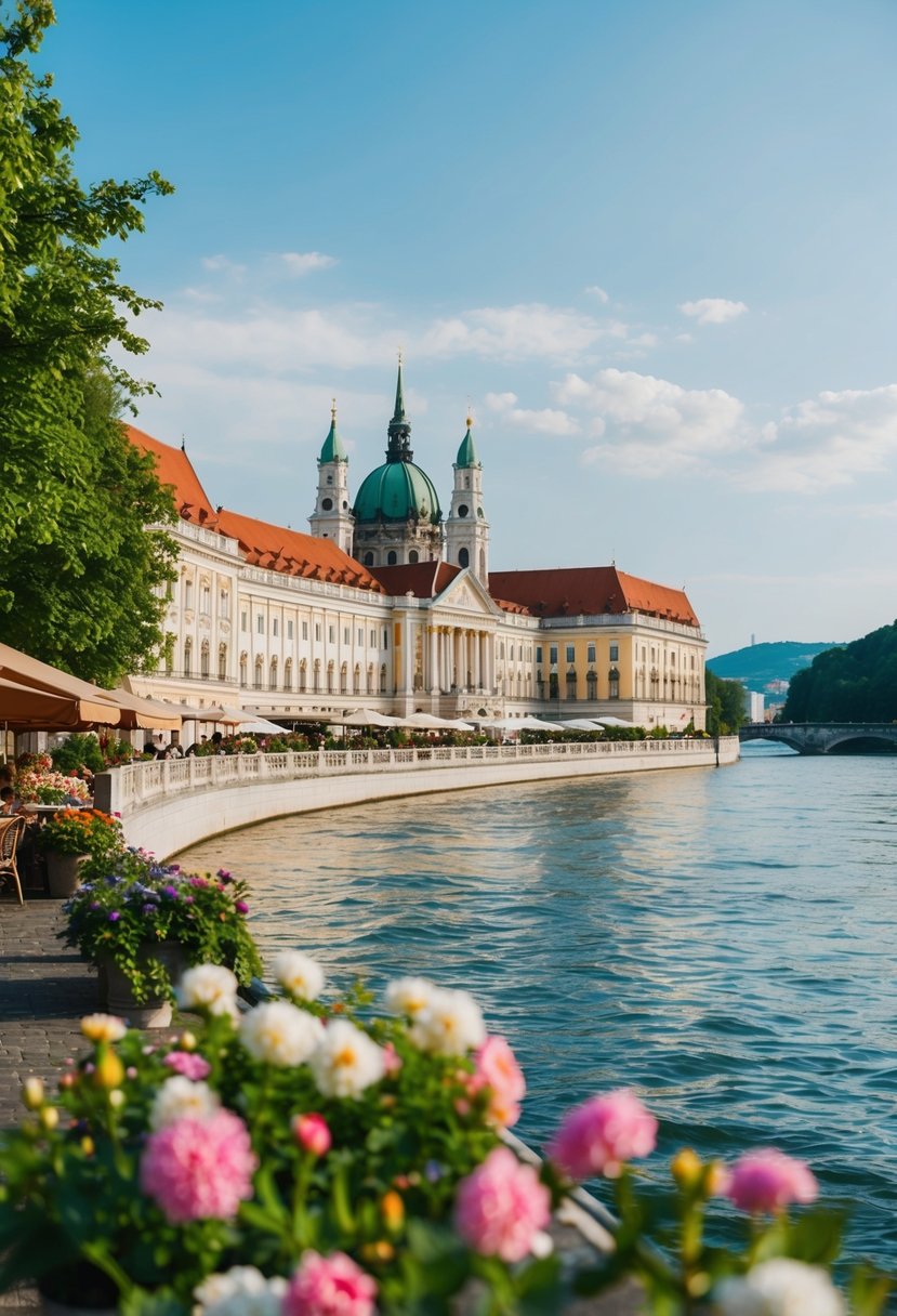Austria's capital, Vienna, in July: blooming gardens, historic architecture, and romantic outdoor cafes along the Danube River