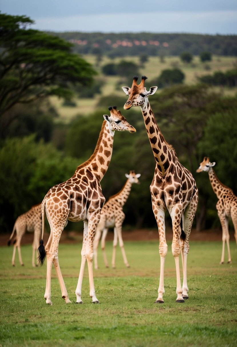 Giraffes roam freely around the lush grounds of Giraffe Manor, a picturesque honeymoon destination in Kenya