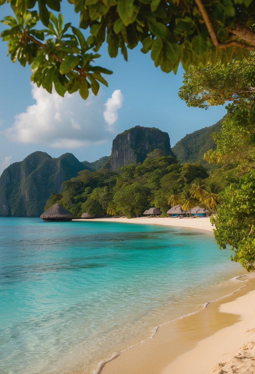 A serene beach at Selong Belanak, Lombok, with crystal-clear waters, golden sand, and lush greenery, perfect for a romantic honeymoon getaway