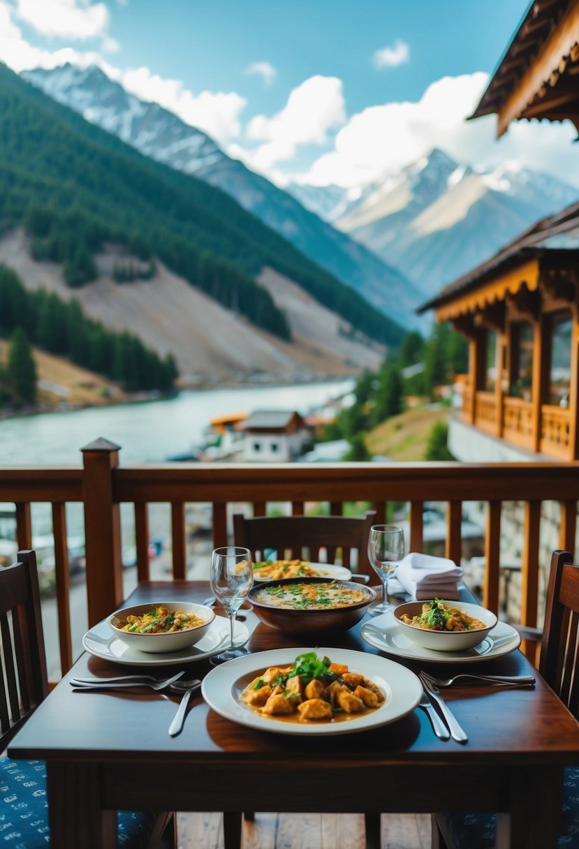 A cozy restaurant in Manali serves traditional Himachali dishes amidst the scenic backdrop of the honeymoon destination