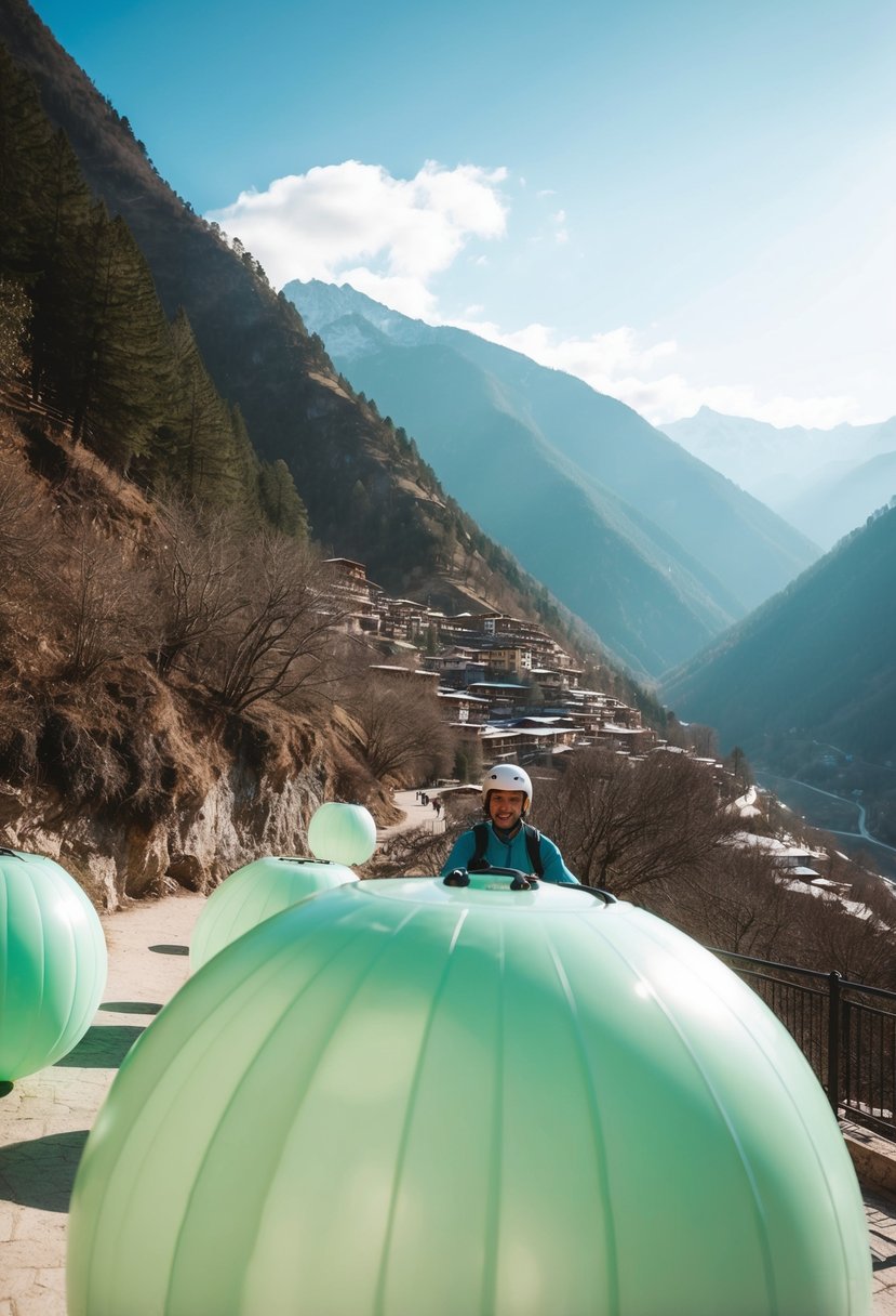A serene zorbing experience in the picturesque hills of Manali