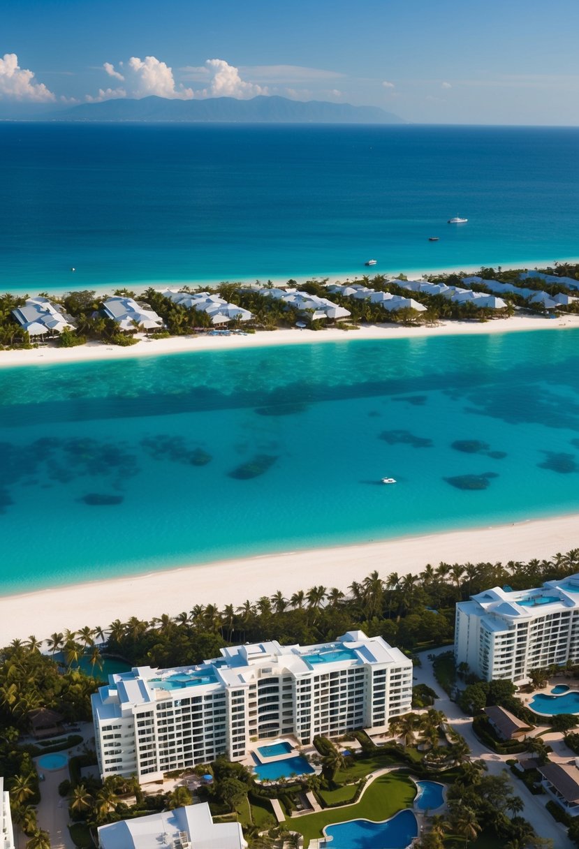 Aerial view of Phuket's luxurious beachfront resorts overlooking crystal clear blue waters and white sandy beaches