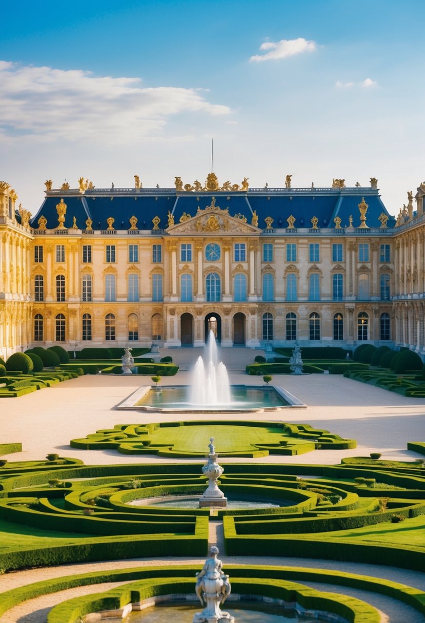 The grand Palace of Versailles, with its ornate architecture and sprawling gardens, exudes an air of romance and luxury, making it a perfect honeymoon destination in Paris