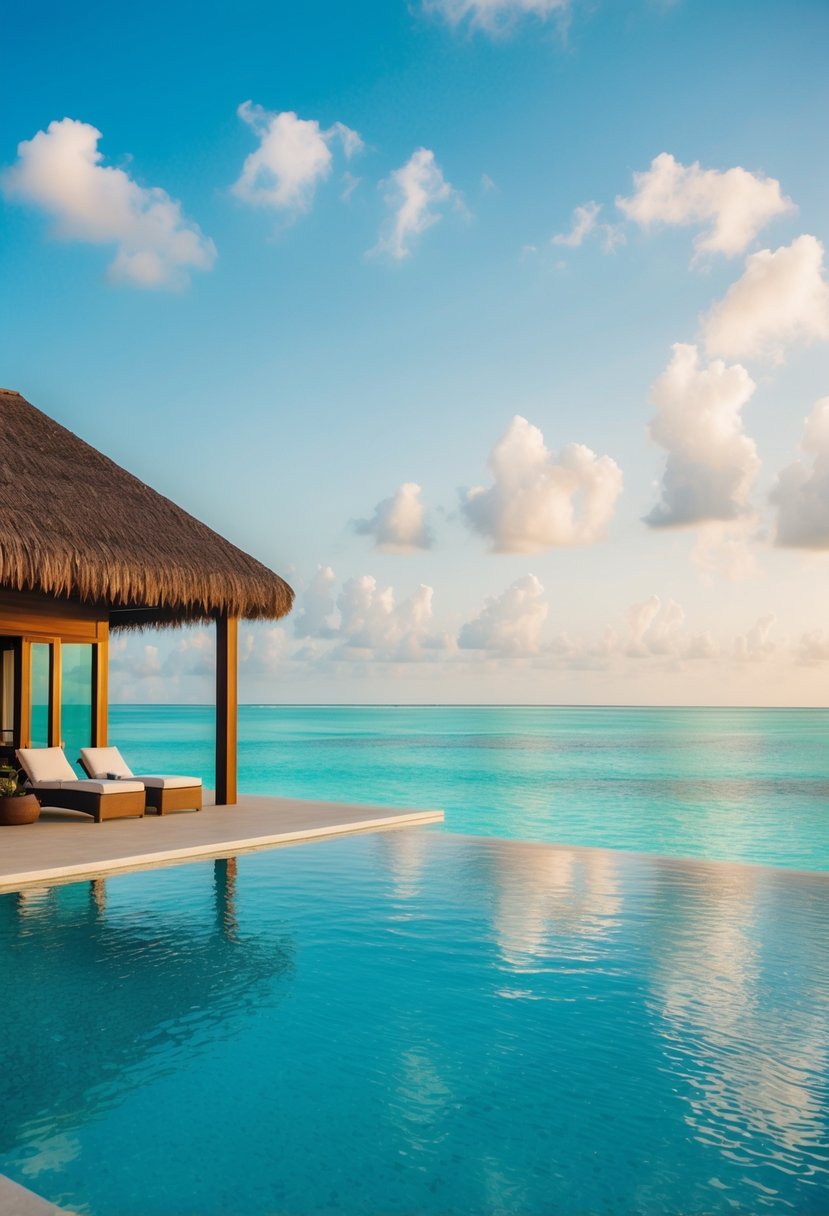 A private overwater villa at Taj Exotica Resort & Spa, Maldives, with a luxurious outdoor infinity pool overlooking the crystal-clear turquoise ocean