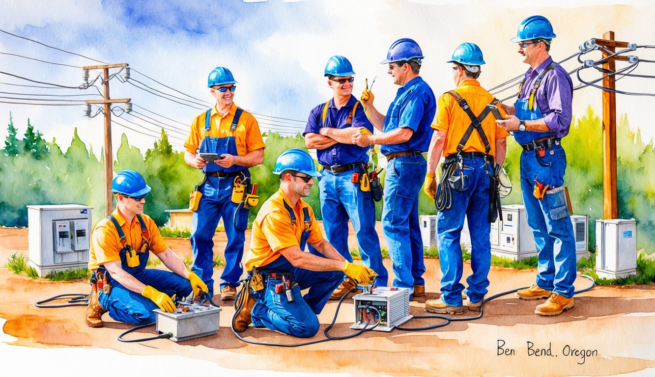 A group of electricians working on various electrical projects in Bend, Oregon