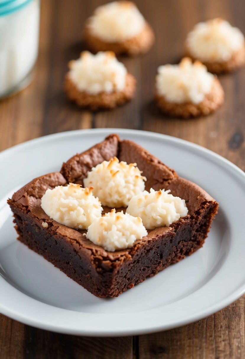 A mini brownie pan filled with coconut macaroon brownies, ready to be served by Pampered Chef