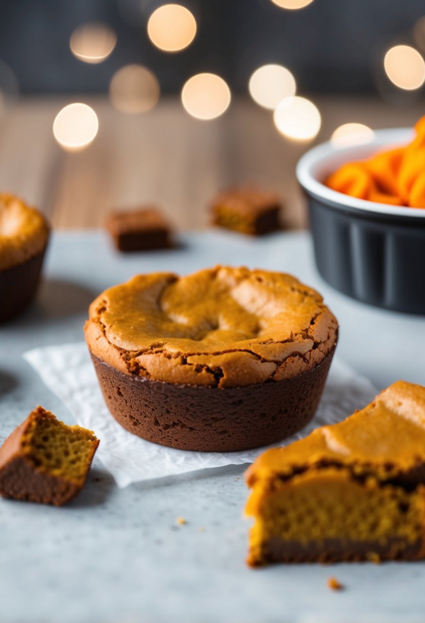 A mini brownie pan filled with freshly baked pumpkin spice brownies