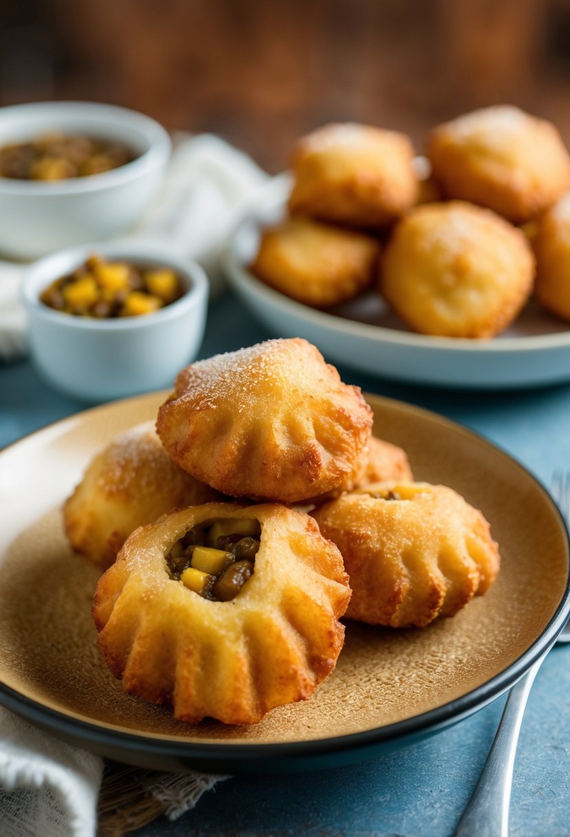 Golden fried Jamaican dumplings with savory ackee filling