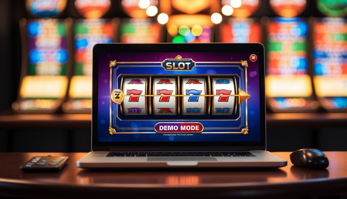 Antarmuka permainan slot online yang berwarna-warni dengan mode demo gratis untuk pemula belajar dan bermain