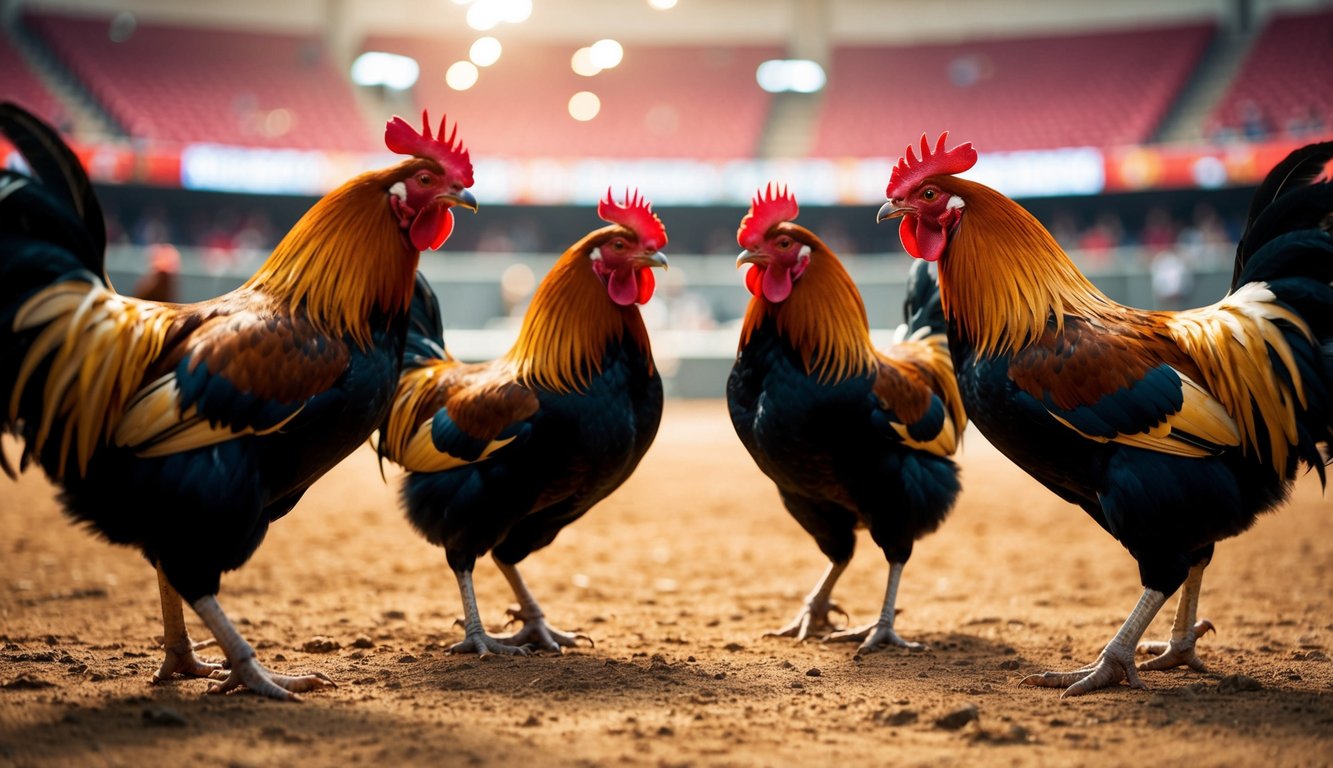 Ayam jantan bertarung di arena sabung ayam online dengan berbagai pilihan permainan dan turnamen reguler