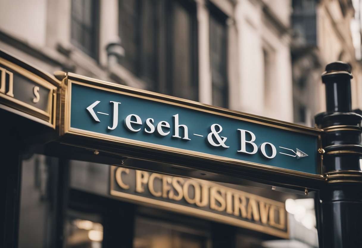 A jewelry store sign surrounded by local landmarks and websites, with arrows pointing to the store