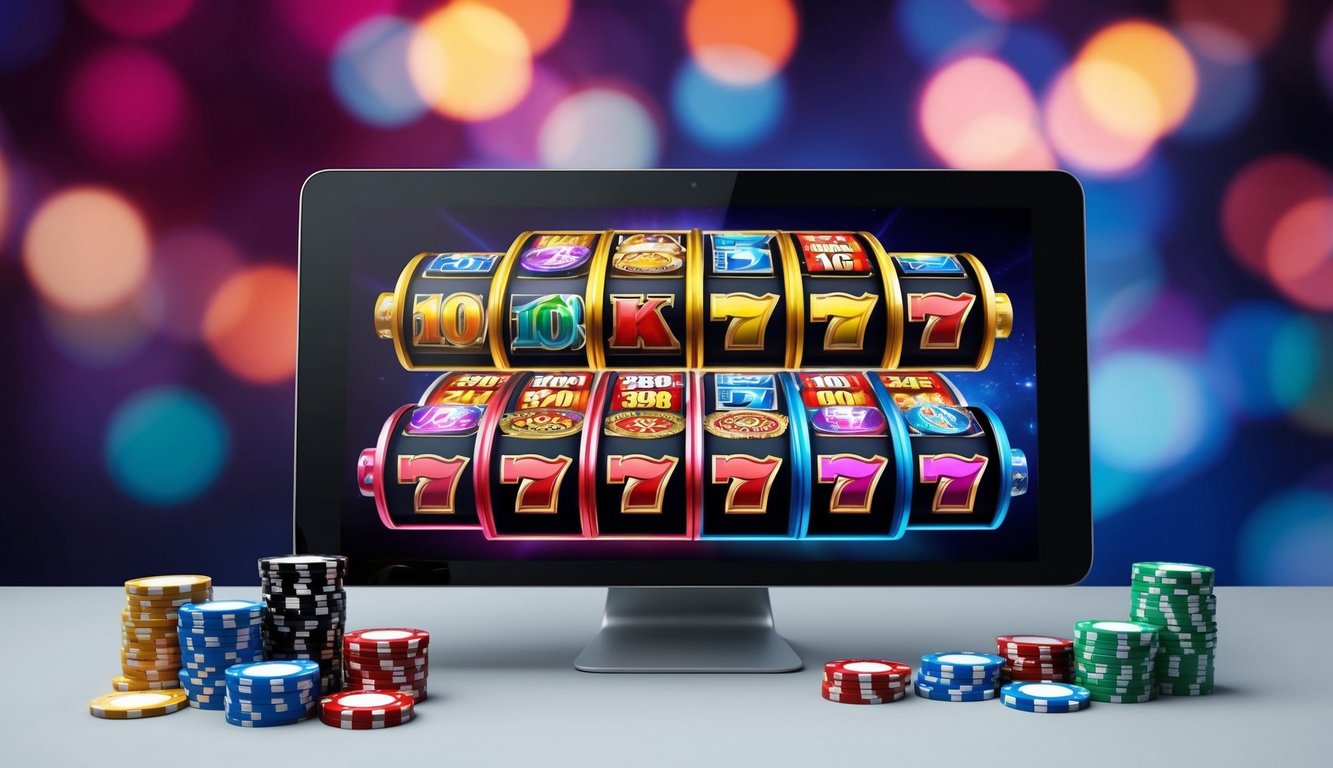 Koleksi permainan slot online yang berwarna-warni ditampilkan di layar perangkat digital