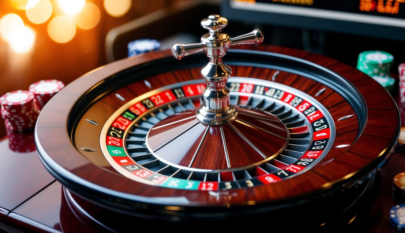 Roda roulette berputar dengan taruhan online dan hasil waktu nyata