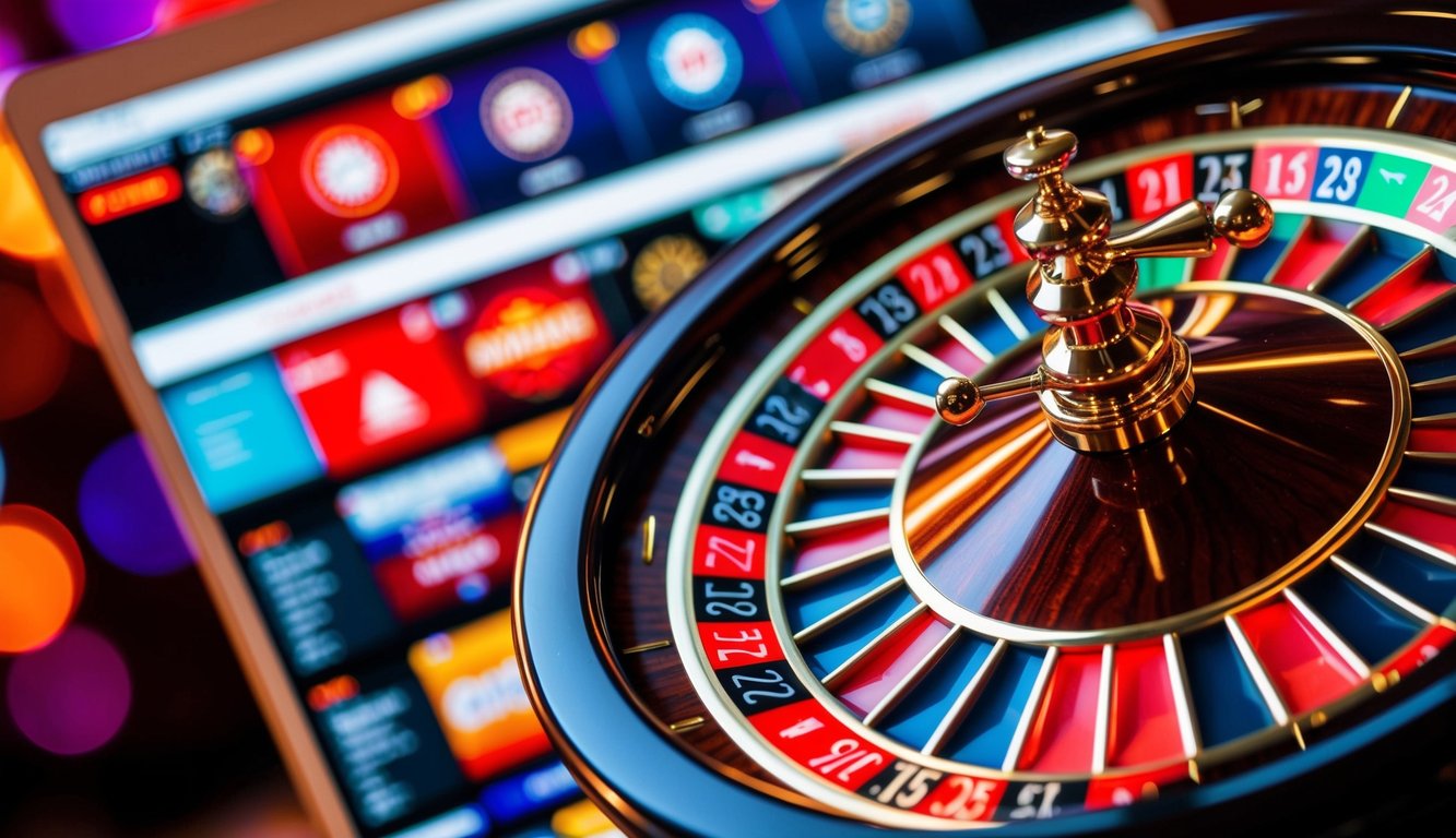 Roda roulette berputar di situs web kasino online yang penuh warna dan hidup