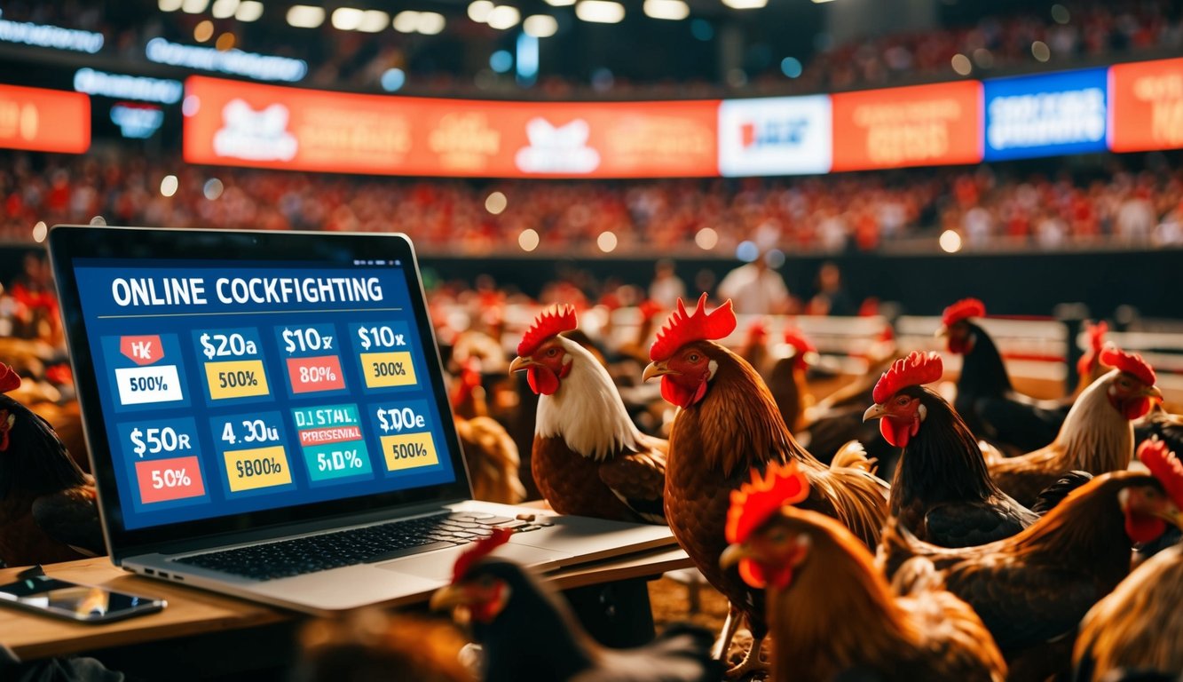 Arena sabung ayam online yang ramai dengan promosi cashback digital yang ditampilkan