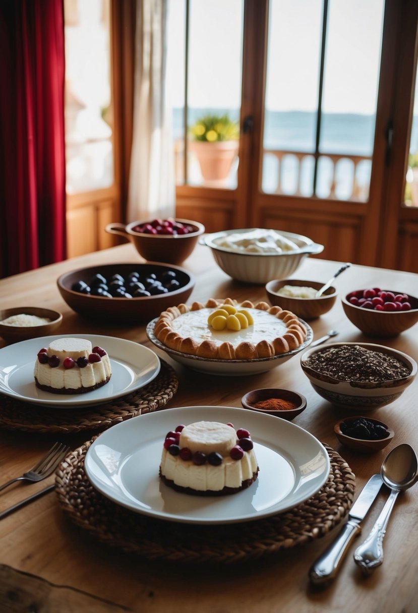 A table set with traditional Sicilian dessert ingredients and tools