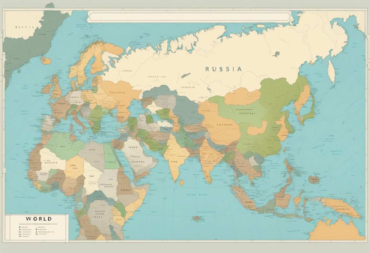 A world map with a highlighted location in Russia