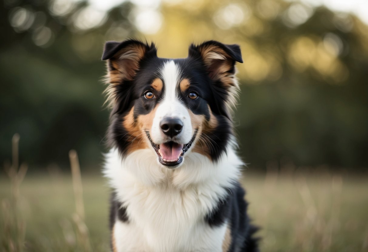 A Border Collie standing alert, ears perked, eyes focused, and mouth closed, showing no signs of aggression or readiness to bite