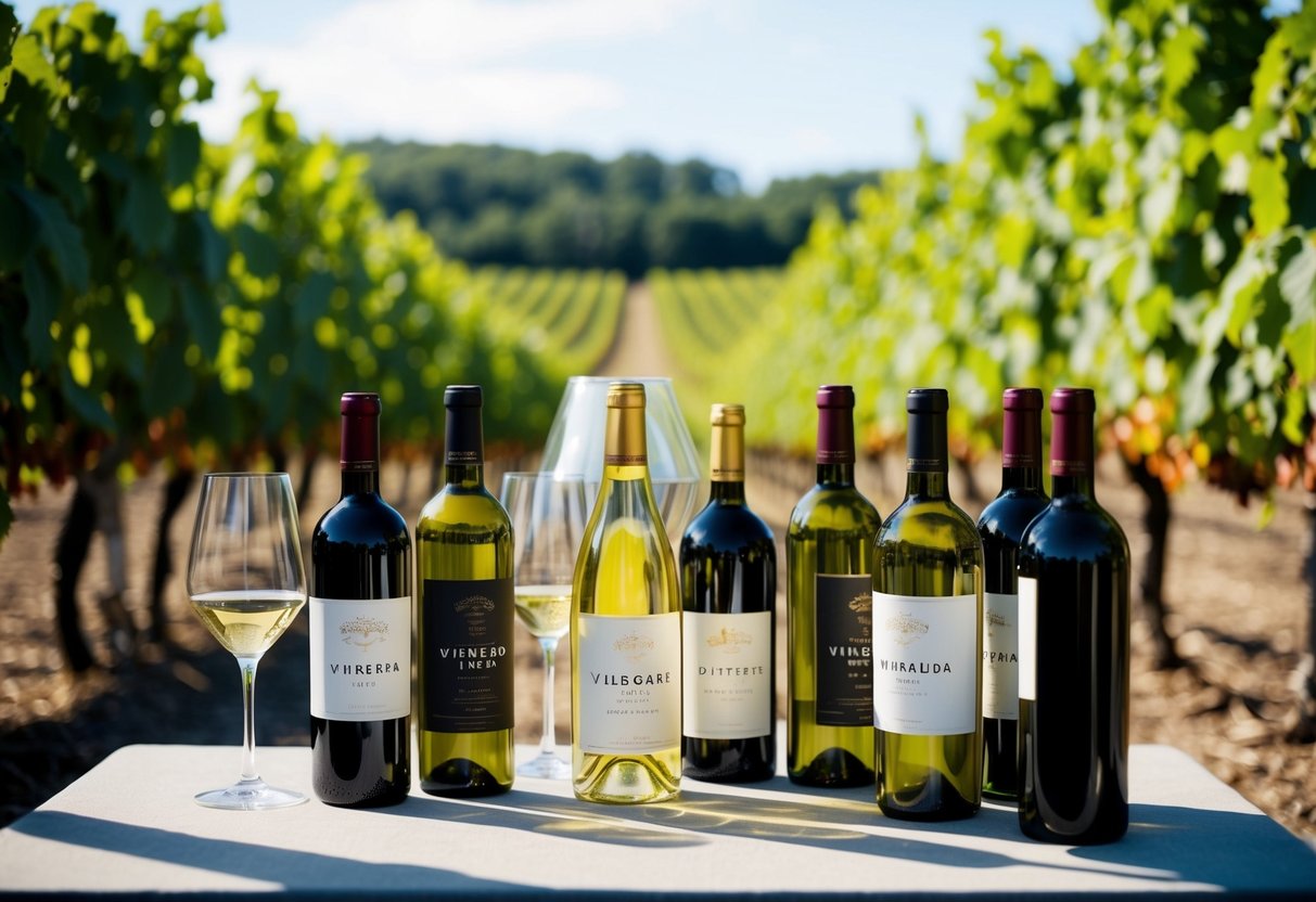 A vineyard and a local restaurant collaborate on a wine promotion, showcasing their partnership through a shared display of bottles and glasses