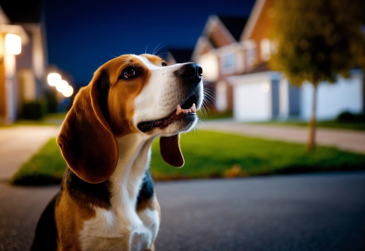A beagle barks at night, disturbing a peaceful neighborhood