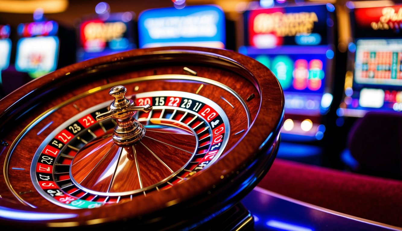 Roda roulette berputar di situs kasino online yang penuh warna