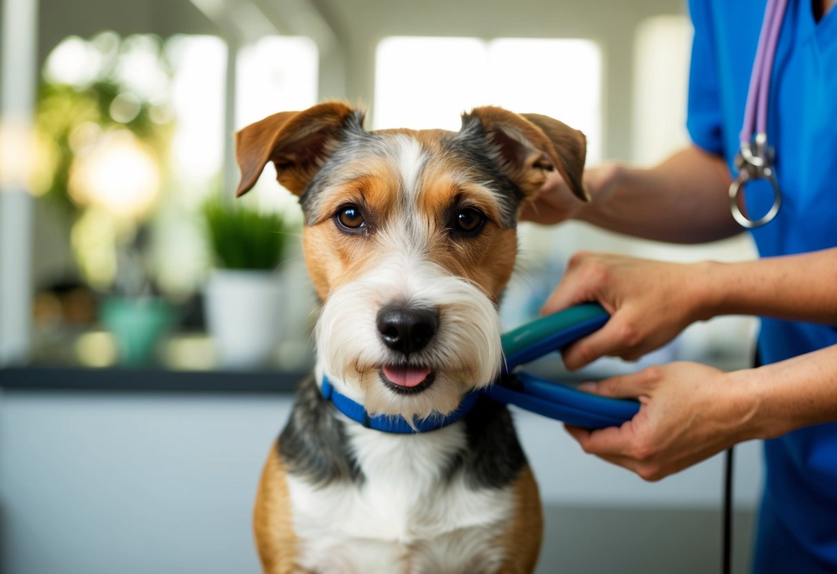 A border terrier receiving essential care: grooming, exercise, and a balanced diet to prevent illness