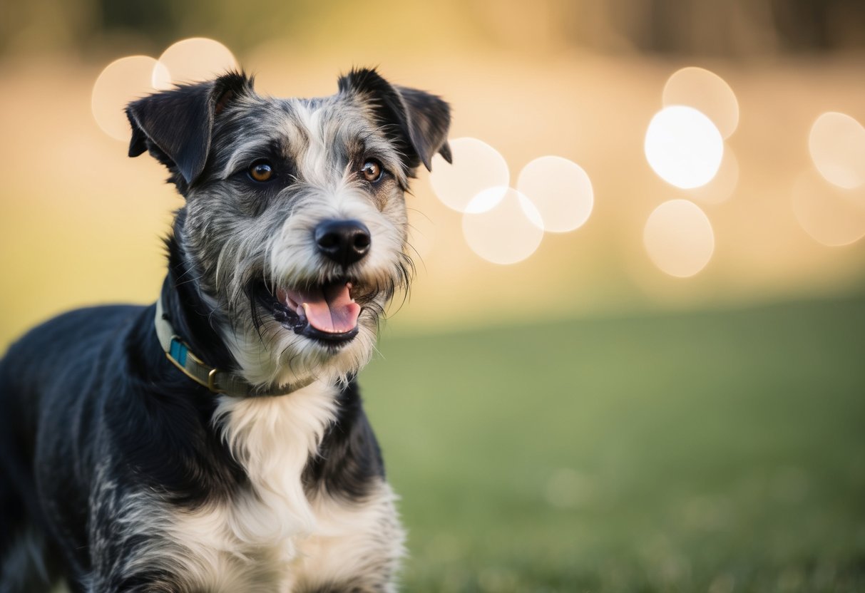 A border terrier stands alert, with a wiry coat and a determined expression, ready for action as a working dog