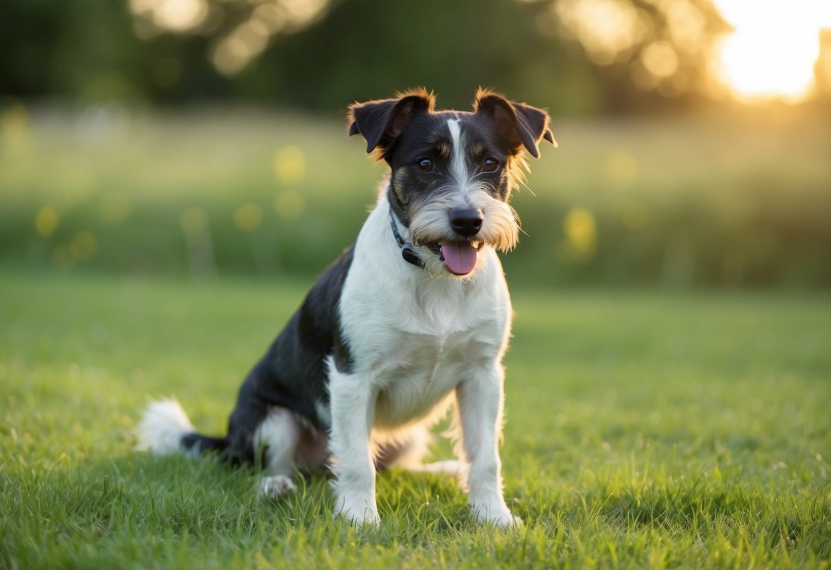 A border terrier with a distended abdomen, excessive thirst, and hair loss, exhibiting signs of Cushing's disease
